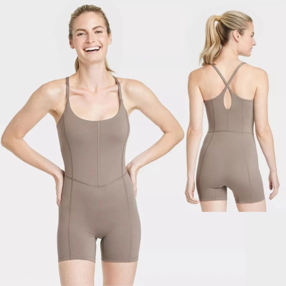 💜All In Motion Women's Brushed Sculpt Short Bodysuit Size:XXL